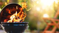Barbecue grill with fire on open air
