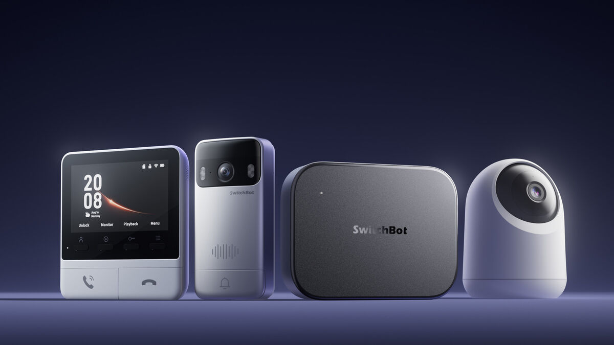 The SwitchBot AI Hub is pictured beside the SwitchBot Video Doorbell and Pan/Tilt Cam Plus 3 indoor camera. Picture: SwitchBot The SwitchBot AI Hub is pictured beside the SwitchBot Video Doorbell and Pan/Tilt Cam Plus 3 indoor camera. Picture: SwitchBot
