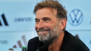 <p>Newly appointed head coach of the German national soccer team Juergen Klopp attends a news conference at the headquarters of the German Football Association DFB in Frankfurt, Germany, Friday, July 24, 2026. (AP Photo/Michael Probst)</p>