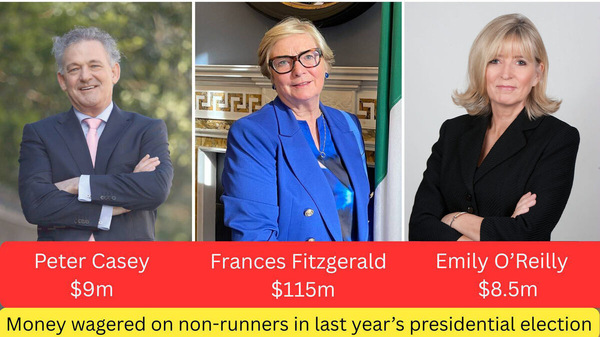 Peter Casey, Frances Fitzgerald, and Emily O'Reilly, none of whom ran in the 2026 Irish presidential election, had millions wagered on them on Polymarket.