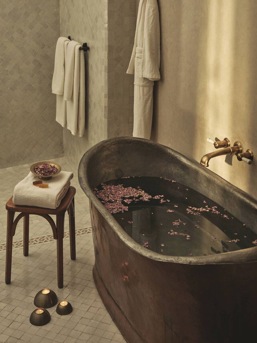 A copper rolltop bath at IZZA A copper rolltop bath at IZZA