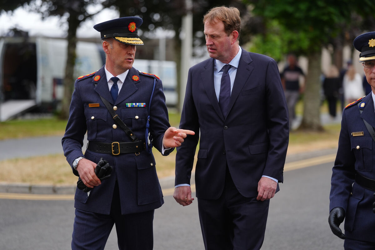 Garda Commissioner Justin Kelly (left) and justice minister Jim O'Callaghan at the Garda College graduation ceremony in Templemore, Co Tipperary. Picture: Brian Lawless/PA Garda Commissioner Justin Kelly (left) and justice minister Jim O'Callaghan at the Garda College graduation ceremony in Templemore, Co Tipperary. Picture: Brian Lawless/PA