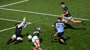 <p>TURNING POINTS: Dublin's Ross McGarry has a shot on goal saved by Kerry goalkeeper Shane Murphy during the All-Ireland semi-final. Pic: Dáire Brennan/Sportsfile.</p>
