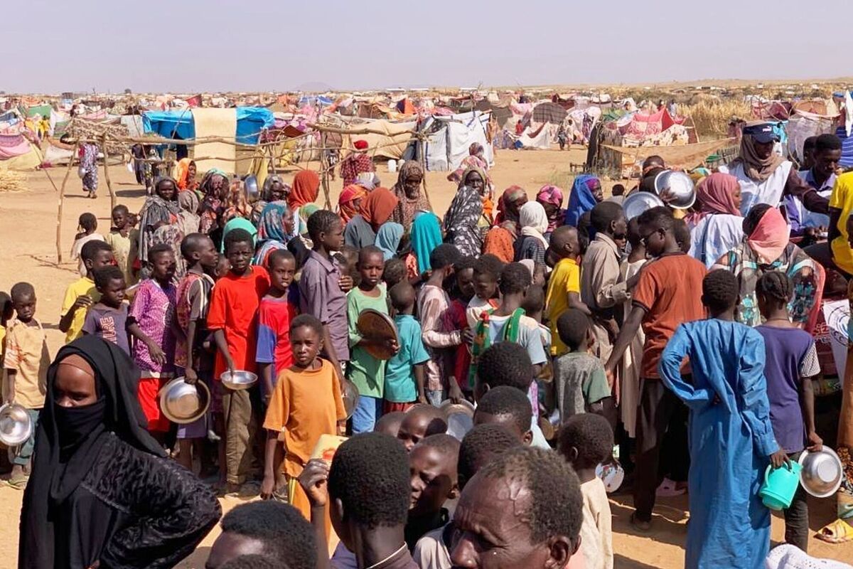Displaced families who sought refuge from fighting between government forces and the RSF in Sudan in October last year. Picture: Norwegian REfugee Council/AP Displaced families who sought refuge from fighting between government forces and the RSF in Sudan in October last year. Picture: Norwegian REfugee Council/AP
