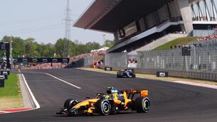 <p>McLaren driver Lando Norris leads from Mercedes driver Andrea Kimi Antonelli.</p> <p>McLaren driver Lando Norris leads from Mercedes driver Andrea Kimi Antonelli.</p>