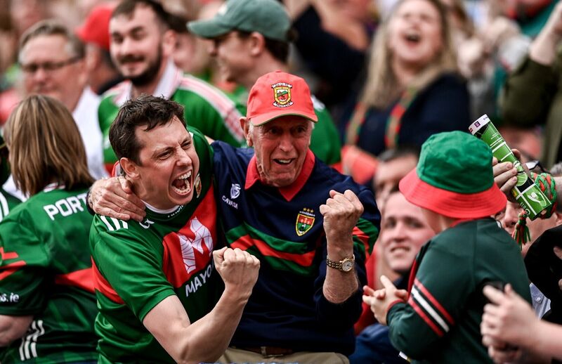 Mayo supporters celebrate their side's first goal. Pic: Mayo supporters celebrate their side's first goal. Pic: