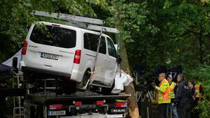 The vehicle used to ram into a crowd at the Pride march is removed (Ebrahim Noroozi/AP) The vehicle used to ram into a crowd at the Pride march is removed (Ebrahim Noroozi/AP)