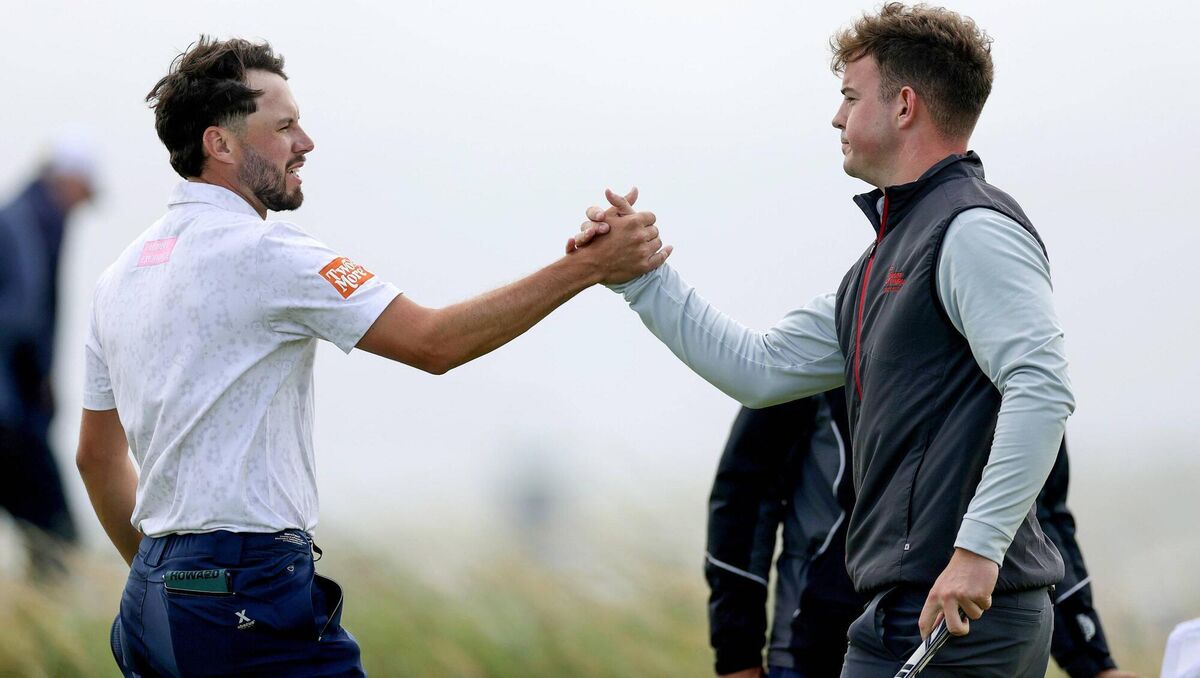 David Howard and Tomi Bowen shake hands after their semi-final. Pic: Laszlo Geczo/Inpho