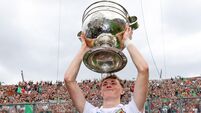 GAA All-Ireland Senior Football Championship Final Mayo vs Kerry Kobe McDonald celebrates with the Sam Maguire Cup 26/7/2026