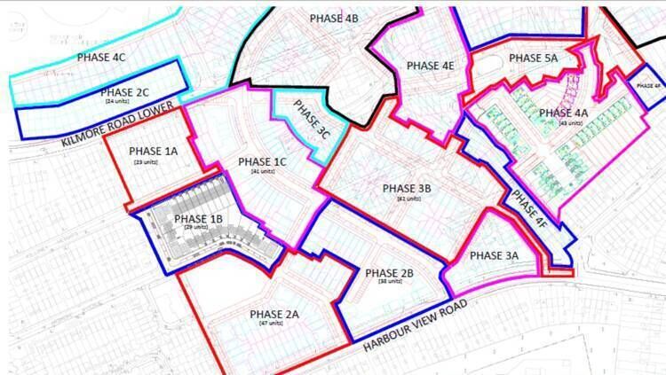 Map showing the phases of the Cork City Northwest Quarter Regeneration project. The 24 houses on Kilmore Rd in Knocknaheeny were the focus of the dispute between the council and the Phase 2C contractor. Map showing the phases of the Cork City Northwest Quarter Regeneration project. The 24 houses on Kilmore Rd in Knocknaheeny were the focus of the dispute between the council and the Phase 2C contractor.
