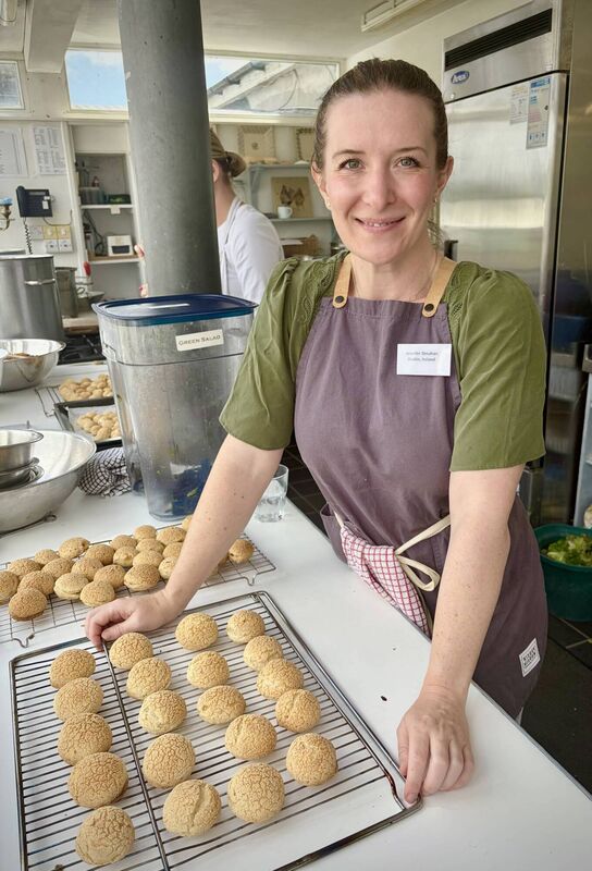 Jennifer Sheahan shows off her successful first choux au craquelin. Jennifer Sheahan shows off her successful first choux au craquelin.