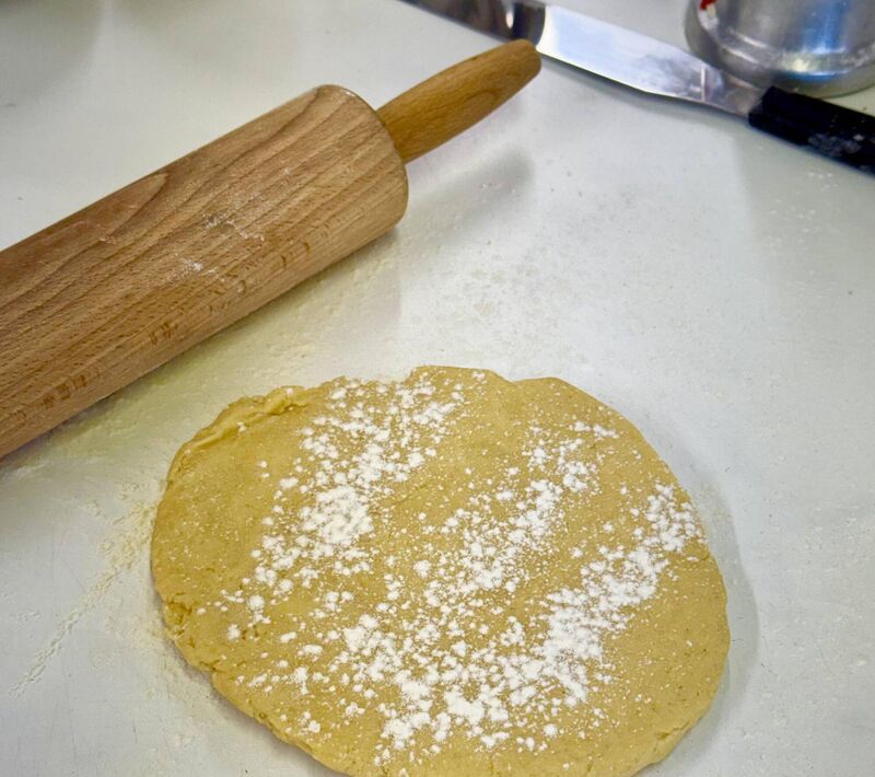 Rolling out shortcrust pastry. Rolling out shortcrust pastry.