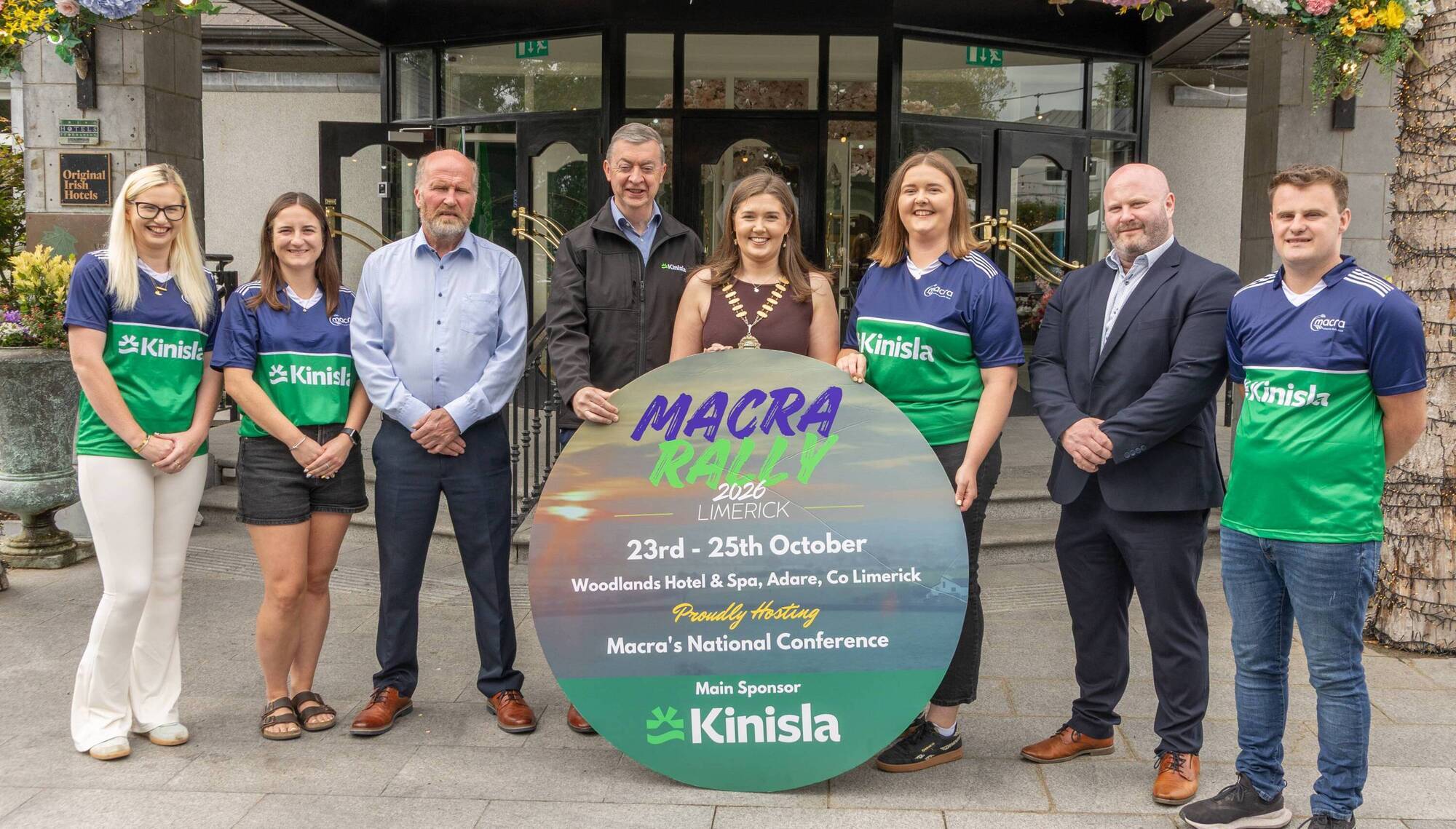 From left: Louise Crowley, Ashley Primrose (Rally Committee members), James Tangney (Chair of Kinisla), Pat Murphy (CEO of Kinisla), Josephine O'Neill (National President of Macra), Elaine Houlihan (Limerick Rally Chairperson), James O'Connell (Director of Agribusiness & Sustainability) & Ciaran Sexton (Chairperson of Limerick Macra) Picture: Eamon Doody 