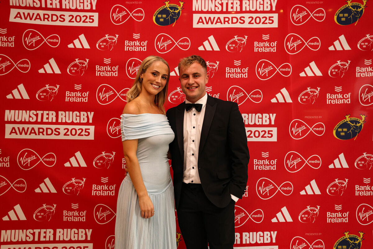 Craig Casey and Jenny Clein pictured at the 2025 Munster Rugby Awards, Strand Hotel, Limerick. Picture: ©INPHO/Dan Sheridan Craig Casey and Jenny Clein pictured at the 2025 Munster Rugby Awards, Strand Hotel, Limerick. Picture: ©INPHO/Dan Sheridan