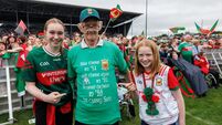Mayo fans Patsy Higgins with his granddaughters Isabelle and Roisa Duggan 27/7/2026