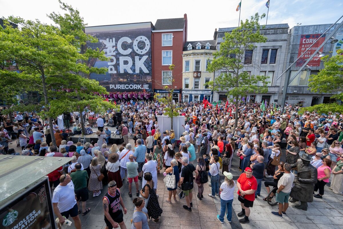 A rally on Grand Parade in Cork City on July 18 to protest against the planned development of part of the Bessborough site. Of the 923 children known to have died in the care of the mother and baby institution, there are burial records for only 64. Picture: Chani Anderson