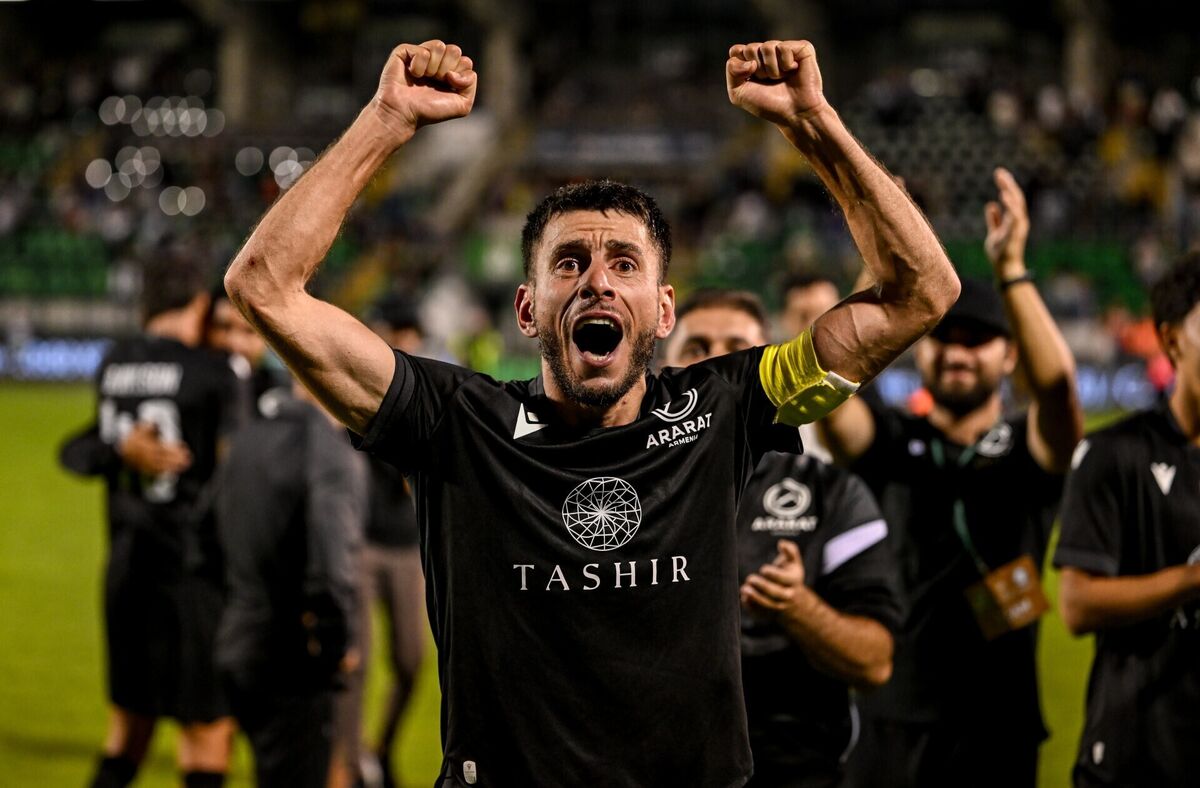 Karen Muradyan of Ararat-Armenia celebrates. Pic: Stephen McCarthy/Sportsfile