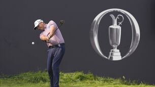 <p>Padraig Harrington of Ireland tees off the 1st during day two of The 154th Open Championship at Royal Birkdale in Southport.</p>