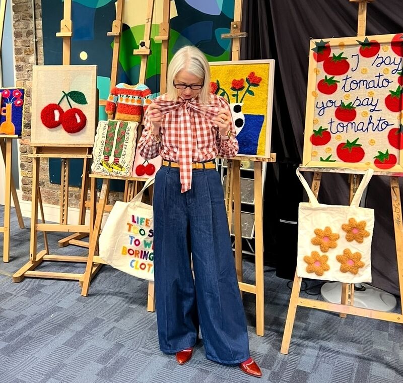 Joanne Mooney with some of her punch-needle artwork Joanne Mooney with some of her punch-needle artwork