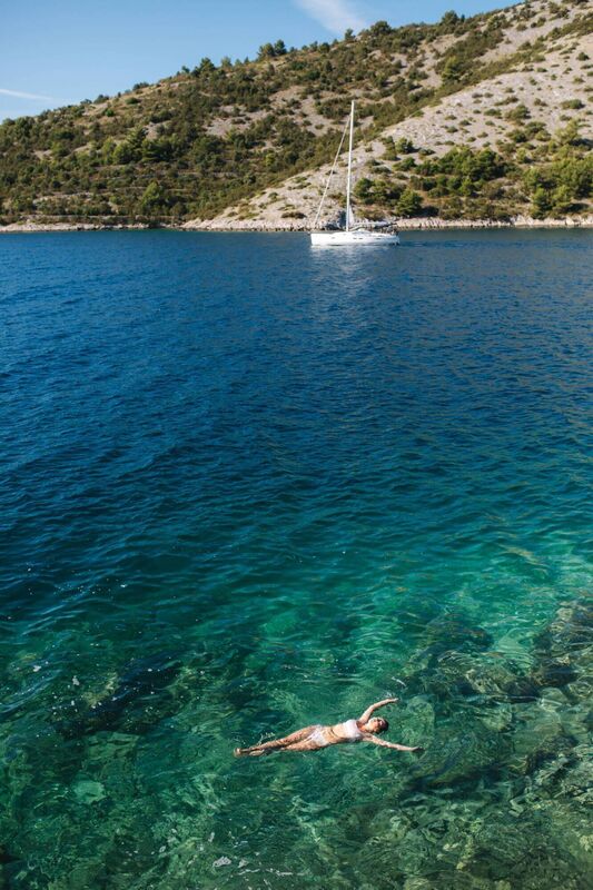Anchored off shore and swimming in the serene Adriatic