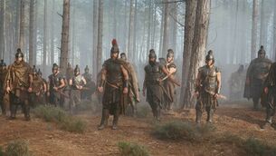 <p>Matt Damon (centre) is Odysseus in a scene from ‘The Odyssey’. Picture: Universal Studios</p>