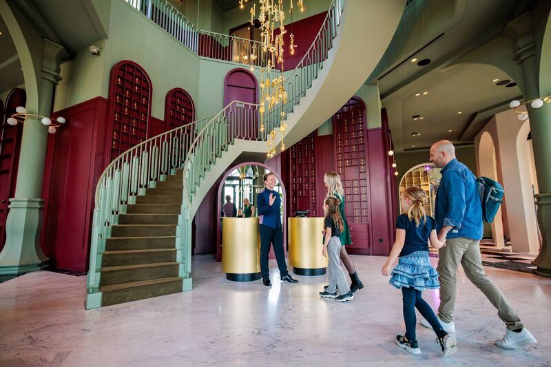 The whimsical lobby at Efteling Grand Hotel