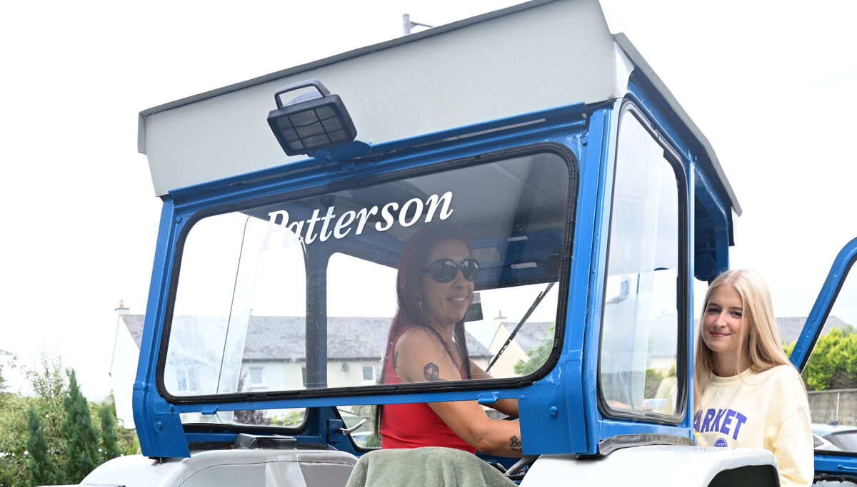 Sandra Patterson in the Ford 6600 tractor. Sandra Patterson in the Ford 6600 tractor.