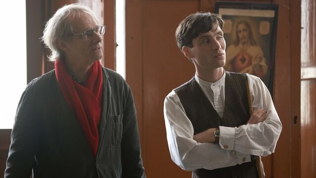<p>Director Ken Loach and star Cillian Murphy in West Cork during the filming of The Wind That Shakes The Barley. </p>