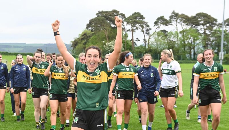 Aishling O'Connell leads the celebrations after defeating Cork in 2024. Picture: Eddie O'Hare