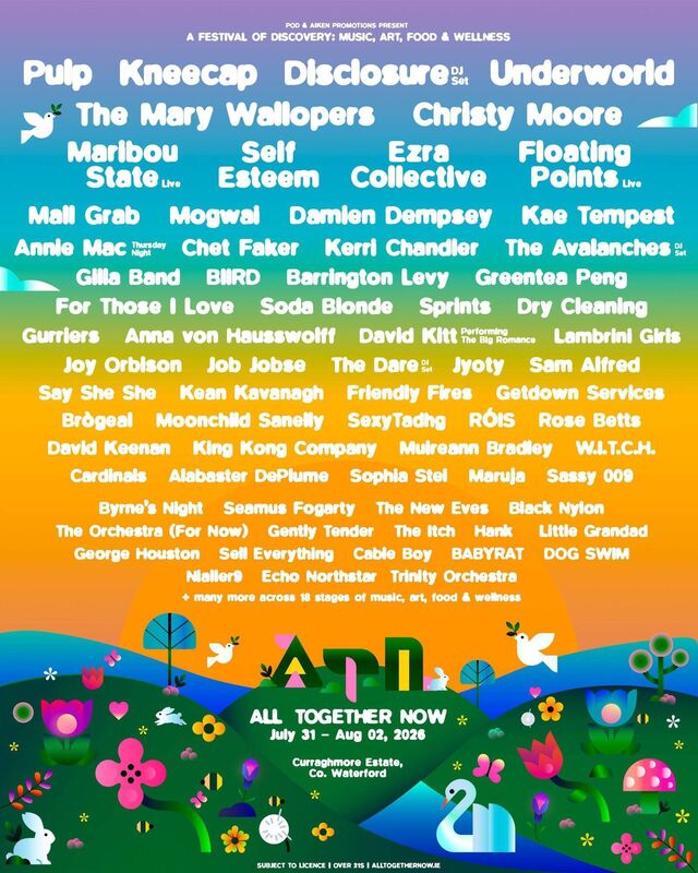 All Together Now official 2026 music headliners All Together Now official 2026 music headliners
