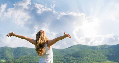 Feelgood happiness.jpg One young woman Feeling free outdoor in the wheat field
