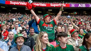 <p>A mixture of disbelief, jubilation, and celebration sweeps through Mayo supporters inside Croke Park as the final whistle confirms victory over Kerry in the All-Ireland GAA SFC final, ending the county’s 75-year wait for Sam Maguire. Picture: Chani Anderson</p>