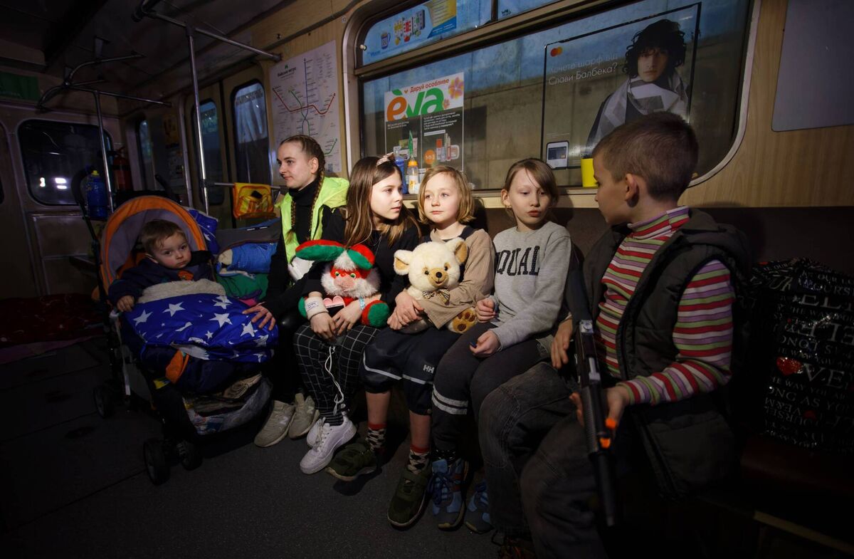 People hide in a Kyiv metro station, during an air raid. Picture: Credit Dmytro Laryn / Ukrainska Pravda People hide in a Kyiv metro station, during an air raid. Picture: Credit Dmytro Laryn / Ukrainska Pravda