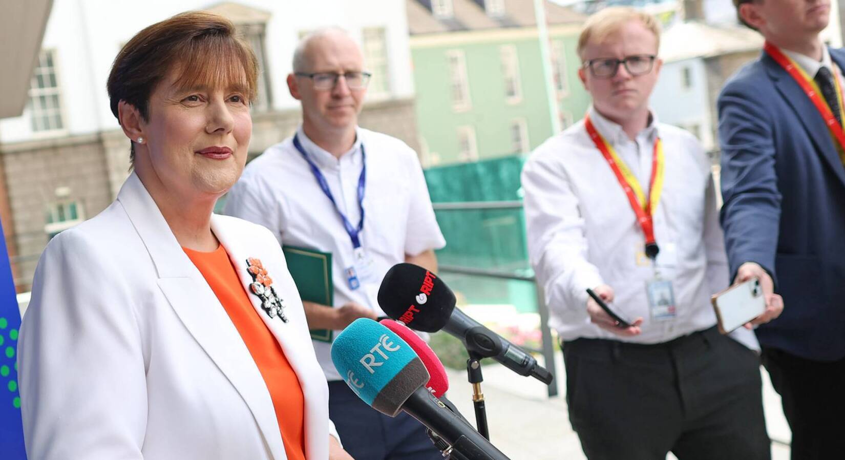 Minister for children, disability and equality Norma Foley was speaking to the media at the the EU high level conference at Dublin Castle today, Thursday. Picture: Julien Behal
            