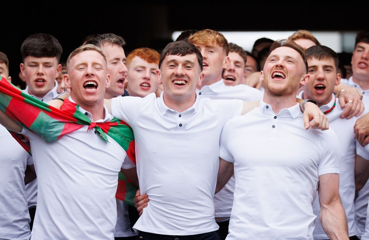 Mayo's Ryan O'Donoghue, Jack Coyne, and Darren McHale celebrate at the homecoming. Picture: Tom Maher/Inpho Mayo's Ryan O'Donoghue, Jack Coyne, and Darren McHale celebrate at the homecoming. Picture: Tom Maher/Inpho