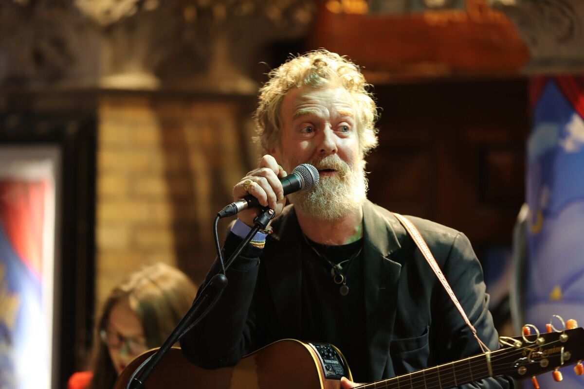 Glen Hansard taking part in the annual Christmas Eve busk on Grafton Street, Dublin. File picture: Niall Carson/PA Wire