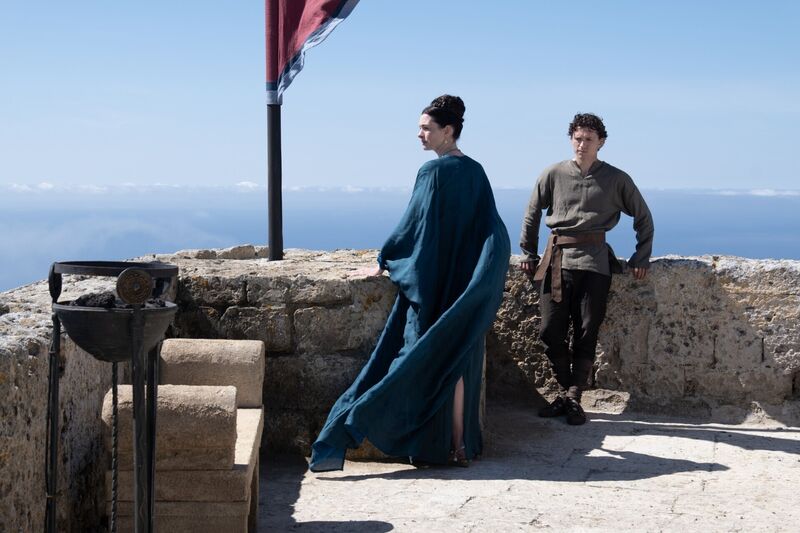 Anne Hathaway as Penelope and Tom Holland as Telemachus in 'The Odyssey'. In yet another instance of xenia being breached, Penelope's suitors abuse the hospitality of her household. Picture: Universal Studios Anne Hathaway as Penelope and Tom Holland as Telemachus in 'The Odyssey'. In yet another instance of xenia being breached, Penelope's suitors abuse the hospitality of her household. Picture: Universal Studios