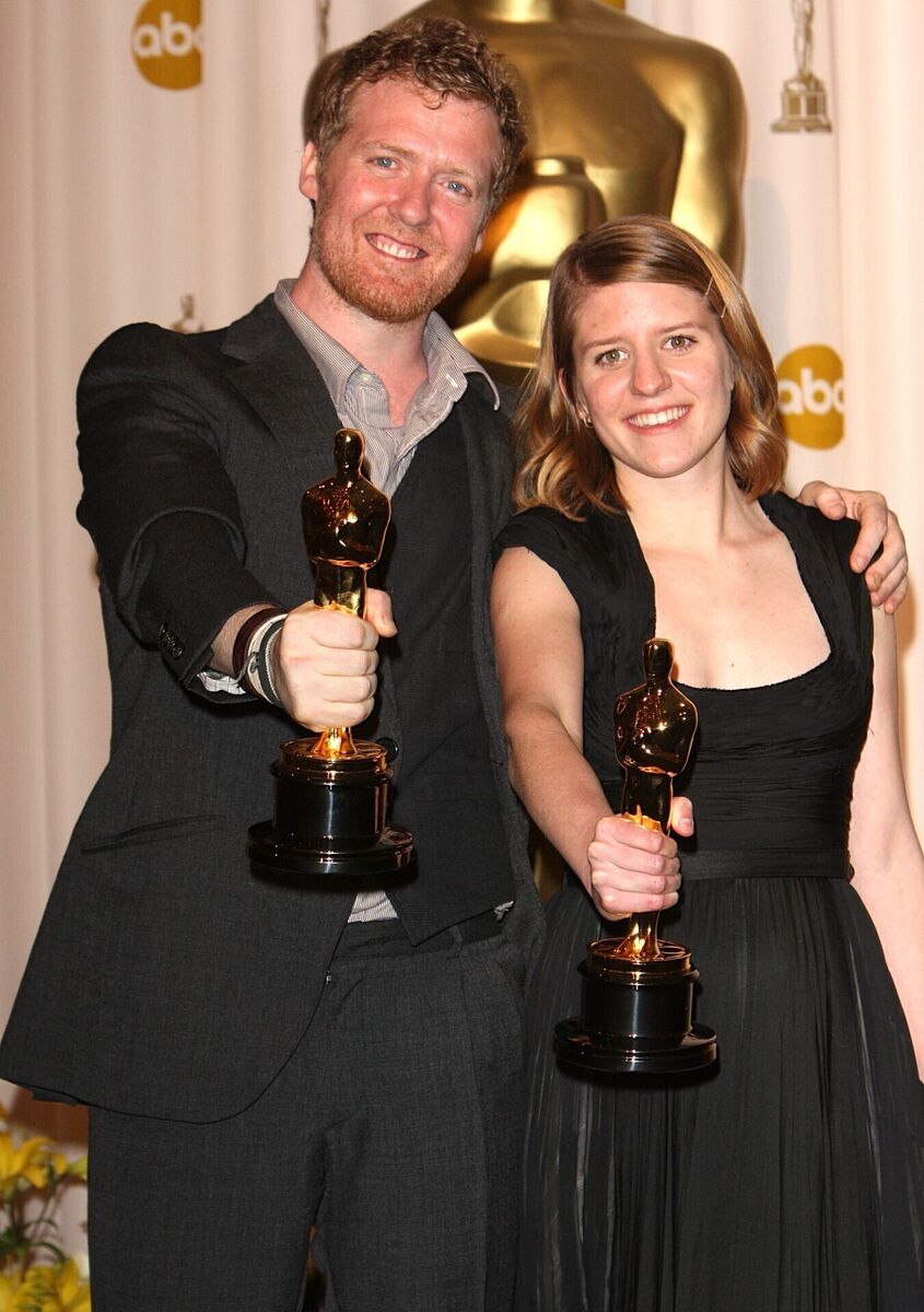 Glen Hansard and Markéta Irglová with the Academy Award for best original song for 'Falling Slowly' from 'Once' in 2008. Picture: Ian West/PA