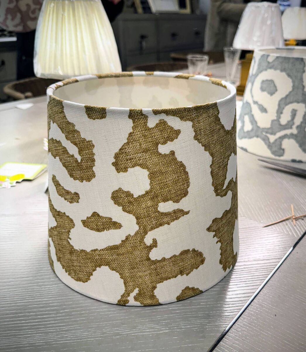 A lampshade made by Jennifer Sheahan at at workshop held by Shady and the Lamp in Hedgeroe Home. A lampshade made by Jennifer Sheahan at at workshop held by Shady and the Lamp in Hedgeroe Home.