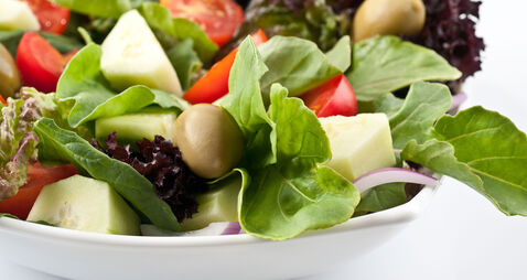 Mediterranean salad with arugula (rocket, roquette, rucola or arugula)