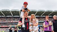 Andy Moran celebrates with his wife Jennifer, daughter Charlotte and son Ollie after the match 26/7/2026