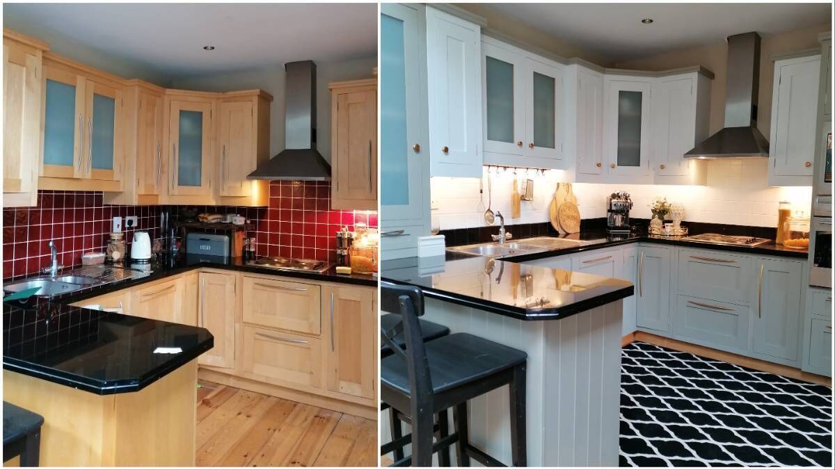 Aileen's kitchen, before and after. 