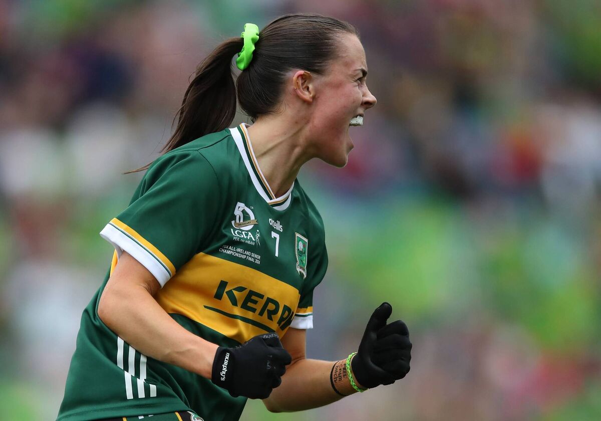 Kerry's Aoife Dillane celebrates scoring a goal. Pic: Leah Scholes/Inpho