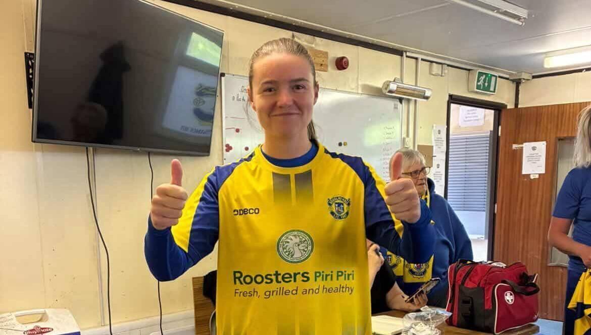 Ireland international Clare Shine back at her first club Douglas Hall. Pic via Douglas Hall