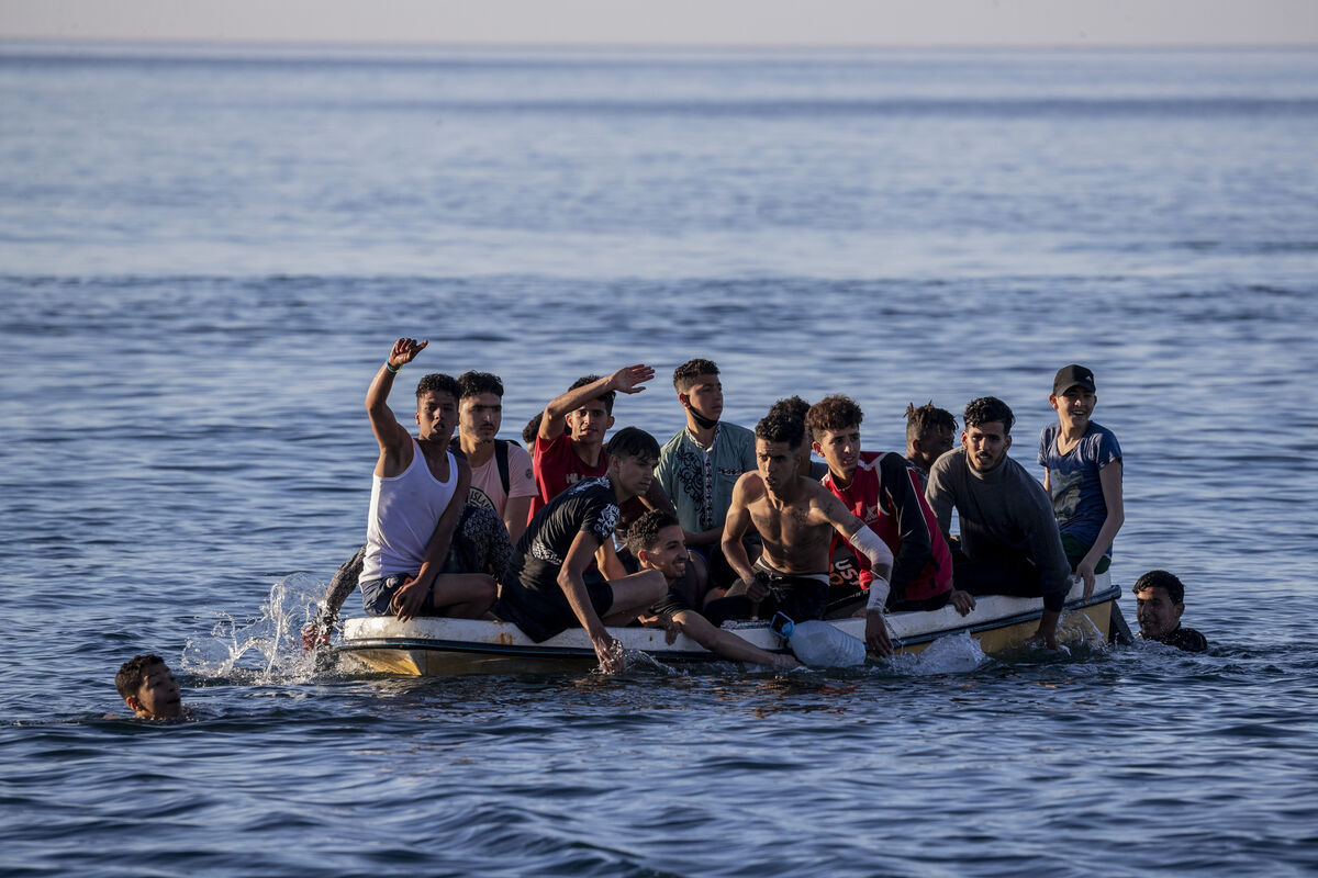 Migrants arrive at the Spanish enclave of Ceuta in May 2021. Picture: AP Photo/Bernat Armangue Migrants arrive at the Spanish enclave of Ceuta in May 2021. Picture: AP Photo/Bernat Armangue