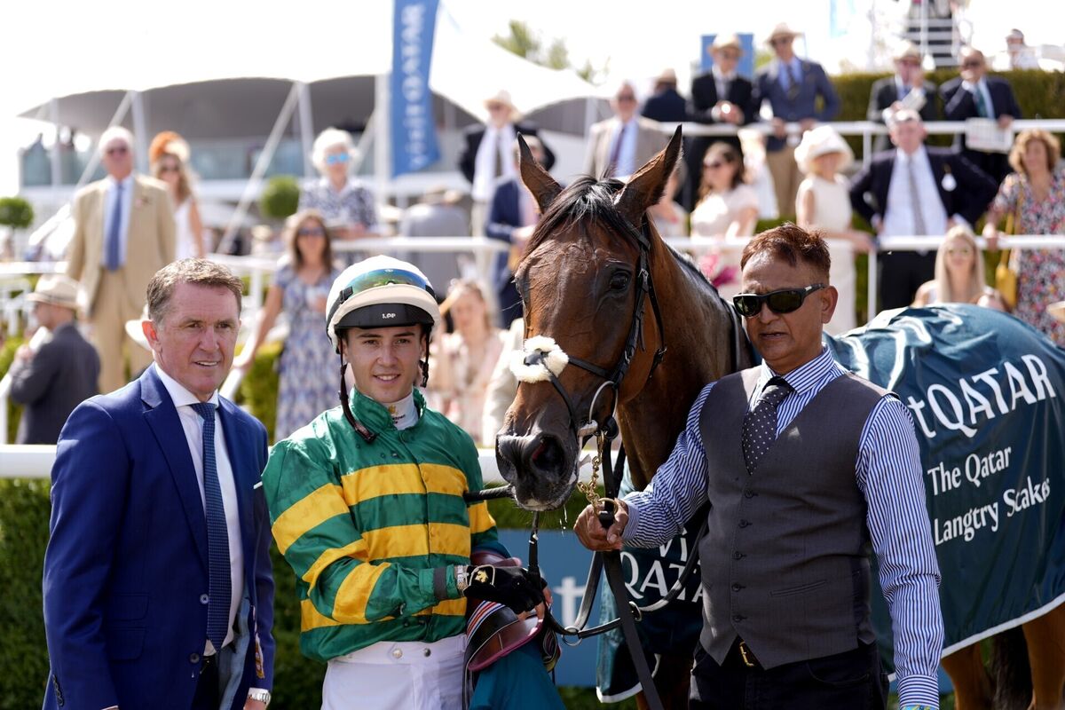 The winning jockey, Dylan Browne McMonagle, with Tony MCoy after the Qatar Lillie Langtry Stakes at the Qatar Goodwood Festival. The winning jockey, Dylan Browne McMonagle, with Tony MCoy after the Qatar Lillie Langtry Stakes at the Qatar Goodwood Festival.