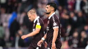 <p>Heart of Midlothian's Claudio Braga looks frustrated during the UEFA Champions League qualifying match at Tynecastle Park, Edinburgh. Picture date: Tuesday July 28, 2026.</p>