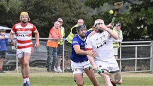 <p>Courcey Rovers goalkeeper Stephen Nyhan, right, scored a sensational late point to level the game. Pic: Martin Walsh</p> <p>Courcey Rovers goalkeeper Stephen Nyhan, right, scored a sensational late point to level the game. Pic: Martin Walsh</p>