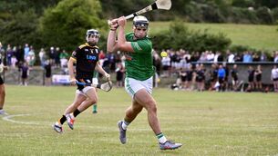 <p>FOR THE GREEN AND THE WHITE HE ADORES: Barry Walsh scores a goal for Killeagh. Pic: Larry Cummins.</p>