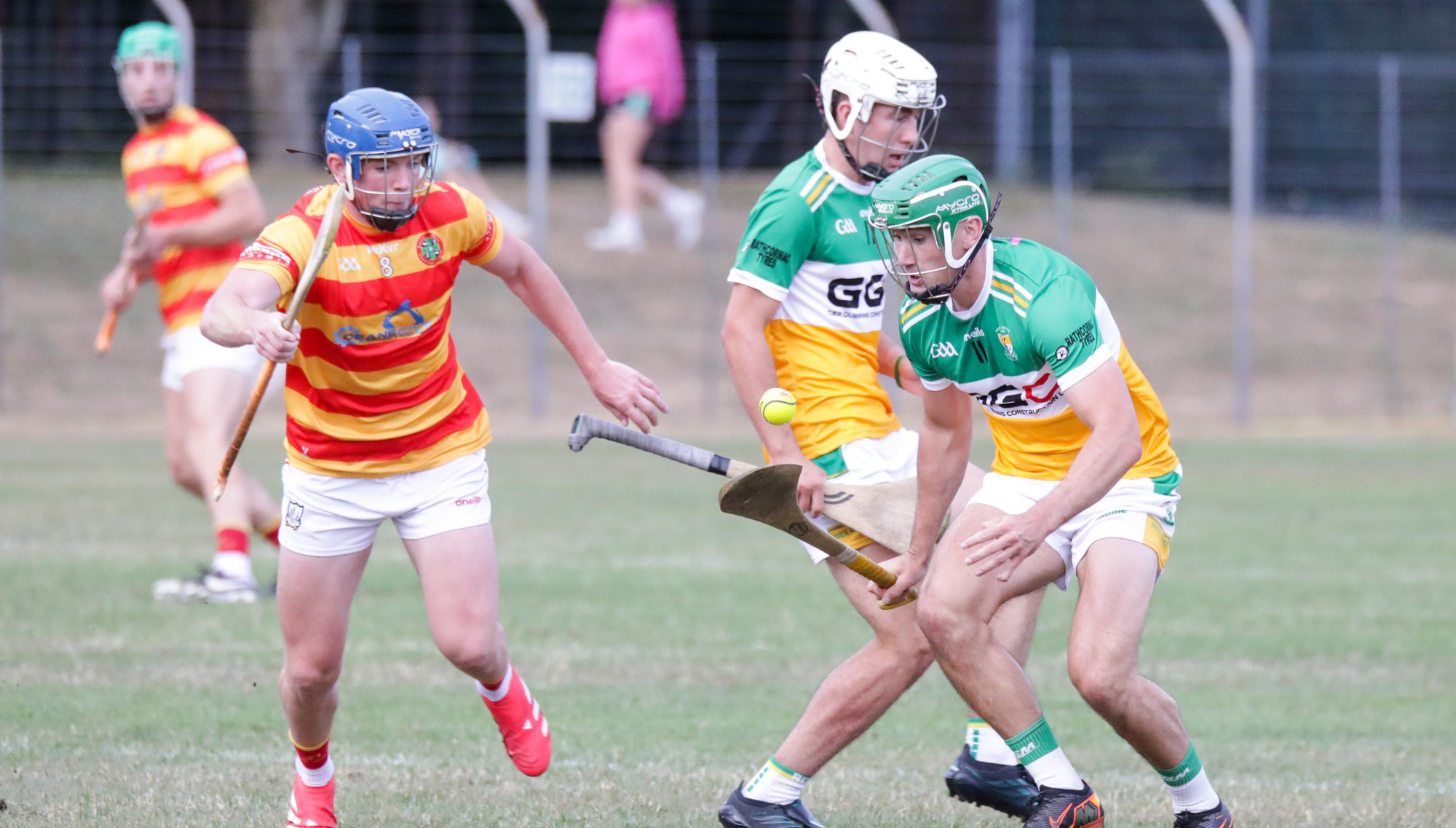 Newcestown's Daire McAree and Bride Rovers' Brian Roche battle for the ball.Pic: David Creedon